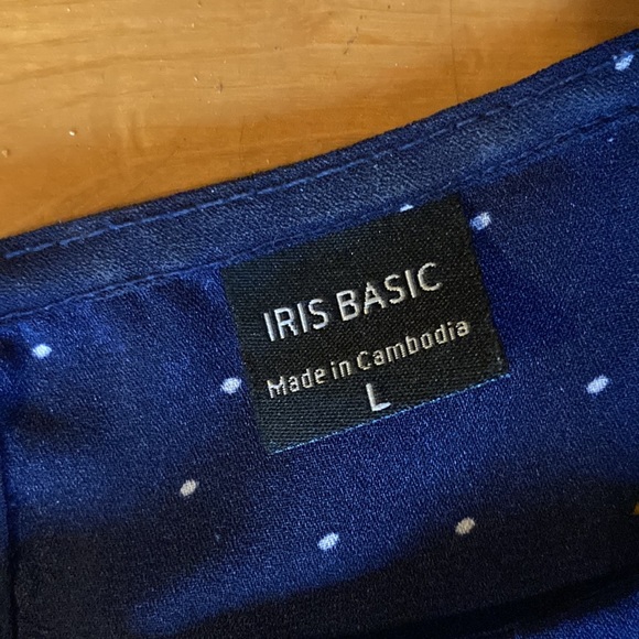 Size L short sleeve blouse from Pseudio Navy print - Picture 3 of 6